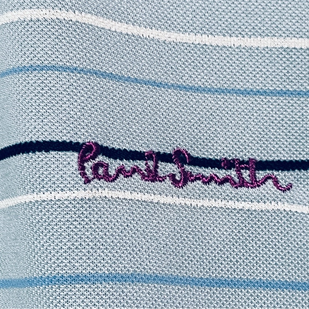 Vtg PAUL SMITH London Golf Polo Shirt Blue Stripe Cotton Short Sleeve Men Size M - Picture 4 of 12